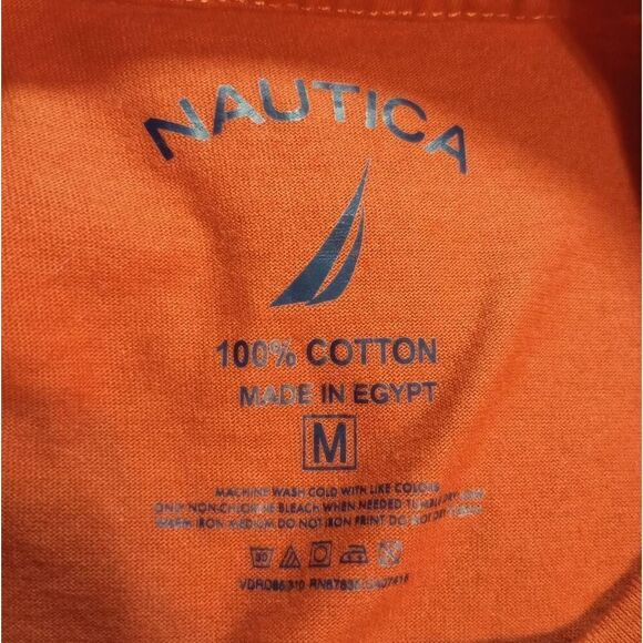 Nautica Tshirt Men's Medium Orange Crew Neck Short‎ Sleeve - Picture 4 of 5